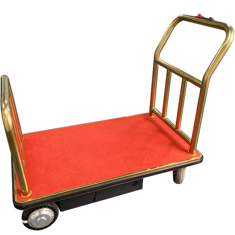 Custom 4-Wheel Powered Modern Metal Luggage Cart Durable Steel Construction for Outdoor Hotel Living Room Bathroom Hospital Use
