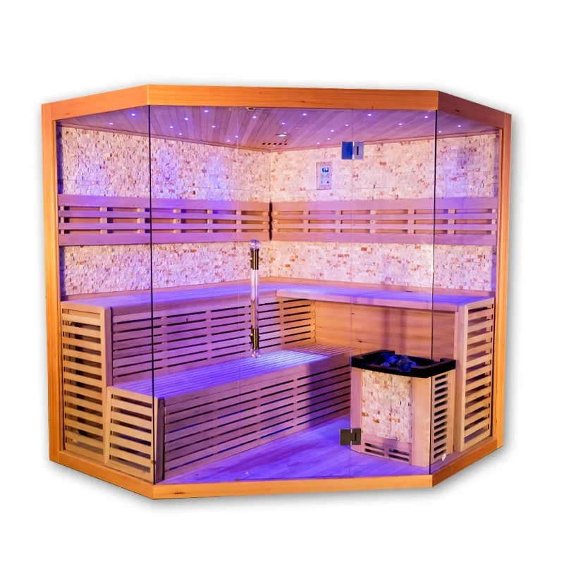 best selling wholesale price 4~6 people hemlock red cedar traditional wood steam sauna room