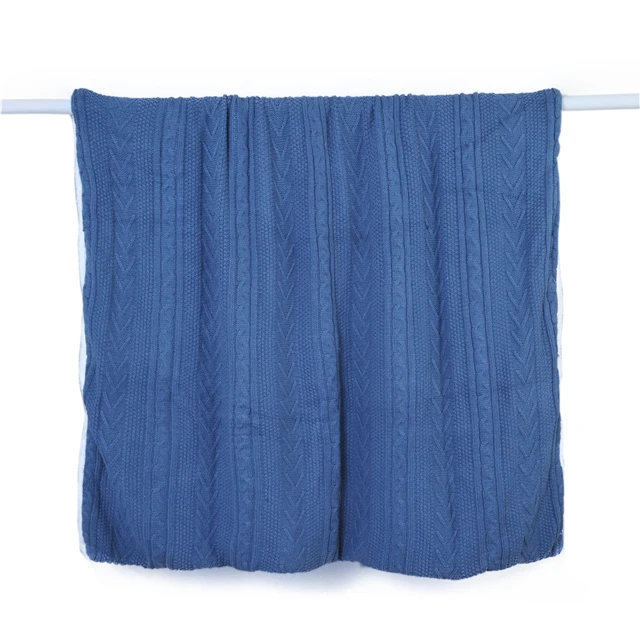 Полиэстер 120x150 трикотажное синее флисовое плотное одеяло для зимы 2 слоя