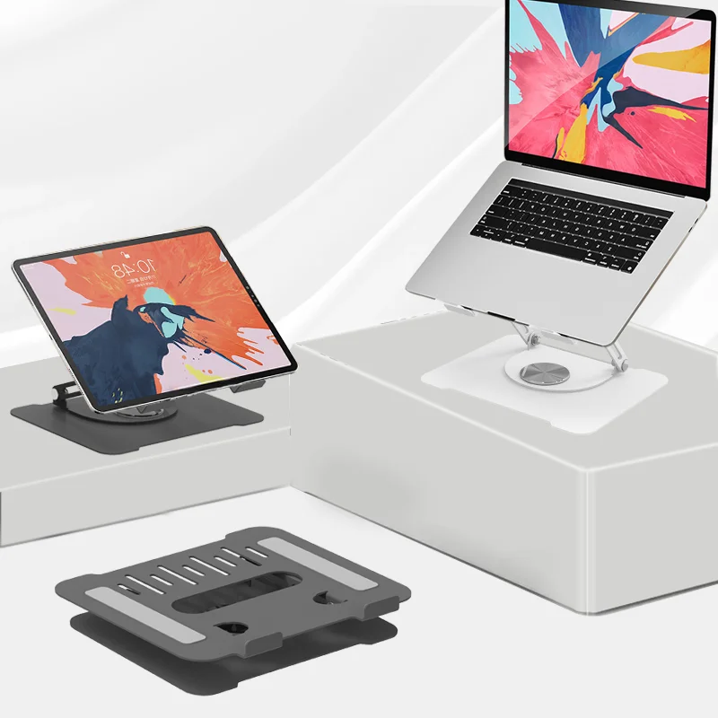 Wholesale Factory Price Foldable Metal Notebook Holder 360 Rotatable Height Adjustable Universal Laptop Stand for MacBook