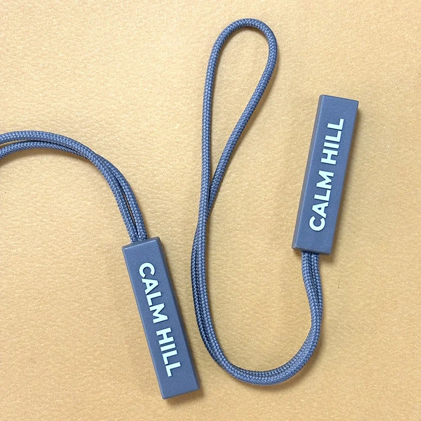 High Quality Custom Lengthening Rope PVC Zipper Puller with Embossed Logo New Eco-Friendly Plastic Zipper for Bags and Clothes