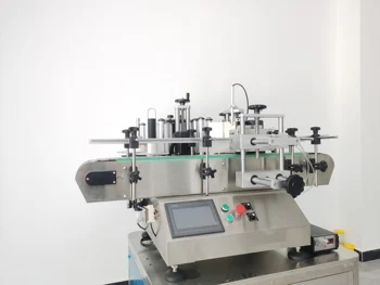 Small production line automatic milk Juice Cola Sprite round bottle positioning sticker machine