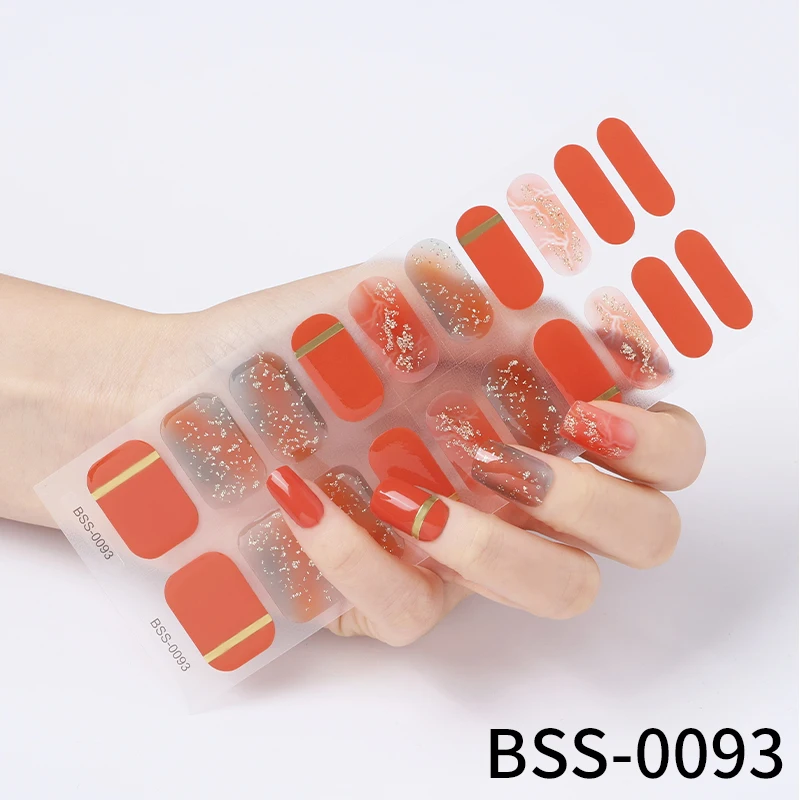 Custom Logo 3D 100% gel nail sticker Gentle Style  semi cured sticker nail polish