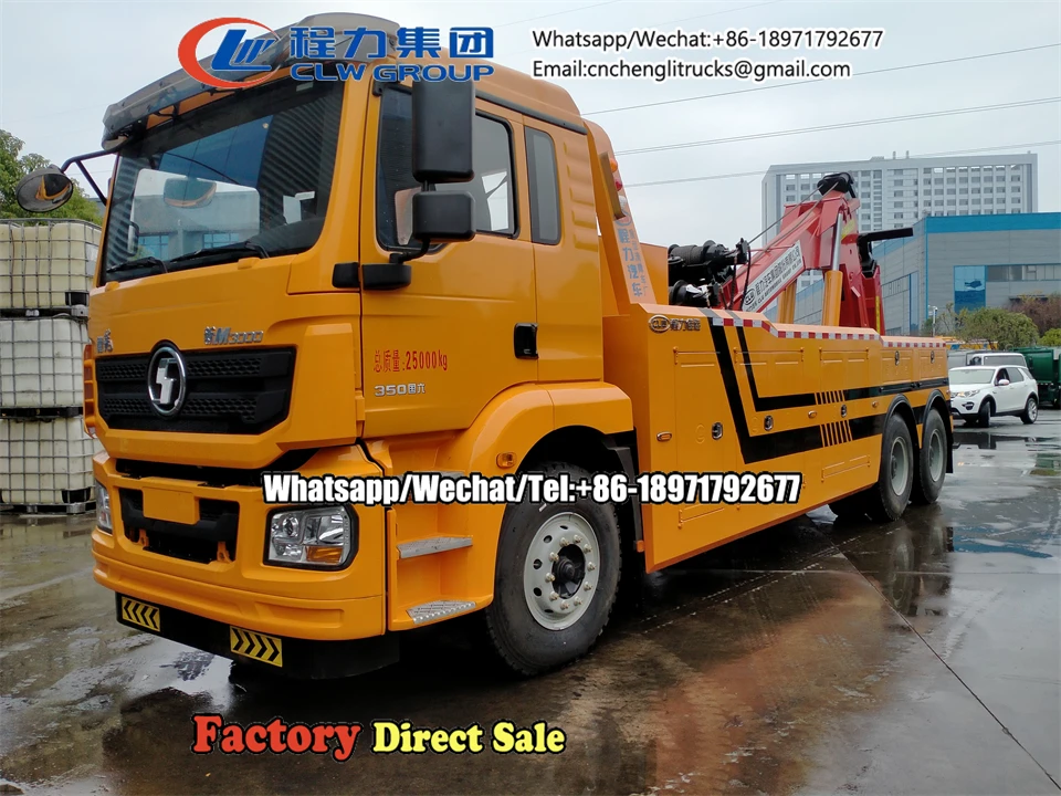 Shacman Heavy Duty 6x4 10 Wheel 25-30ton Road Towing Wrecker Truck With Two 25 Tons Winches