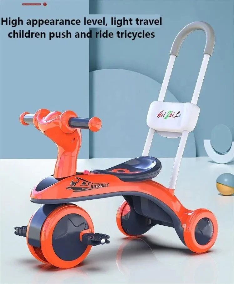 Toy tricycle is suitable for boys and girls can add push handle multi-function toy car