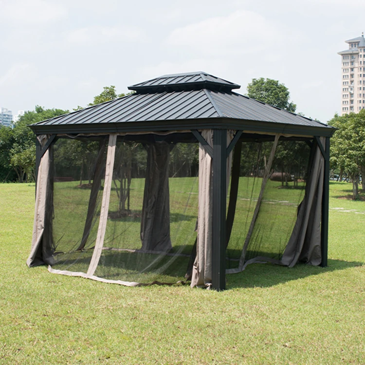 Usados 10X10 12 14 Ft Custom Fabric Colour Prefab Pavilion Shalter Iron Aluminium Garden Gazebo Tent Outdoor