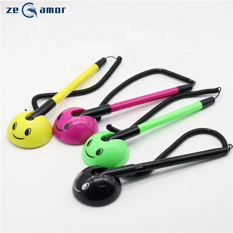 Zeamor Logo Customization Bank Counter Desk Stand Pens Stick In Hotel Table Pen With Chain