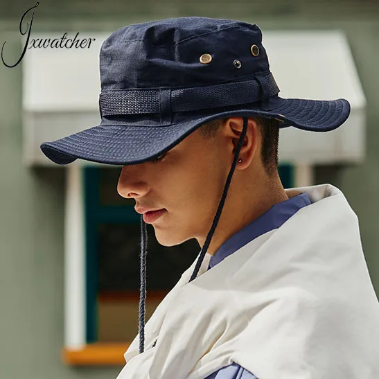 Наружная шляпа Boonie, складная шляпа для рыбаков, для женщин и мужчин, ковбойская шляпа с широкими полями, для пеших прогулок, сафари, летняя унисекс, ковбойская шляпа с завязками