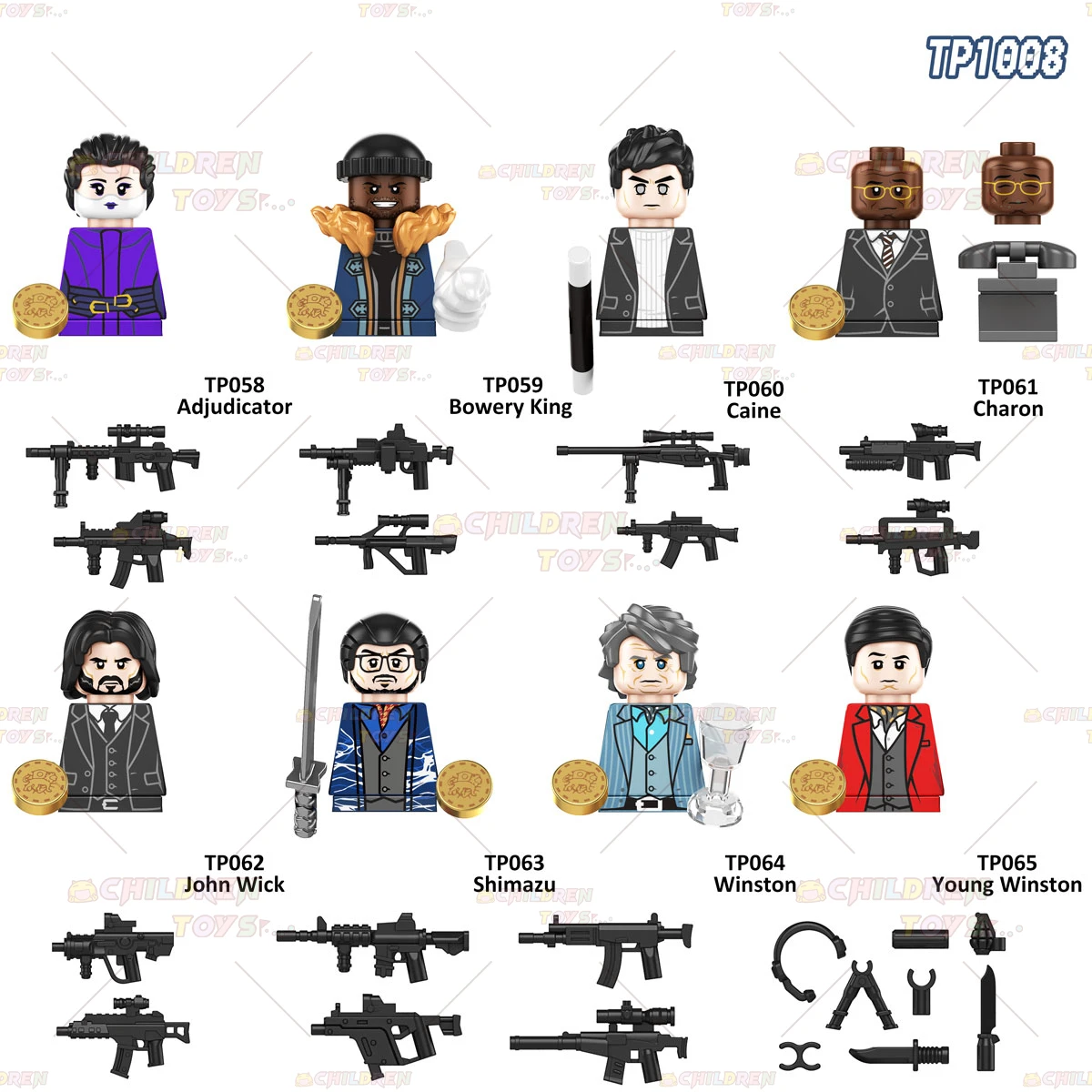 TP1008 Famous Movie John Wick Mini Action Figure Charon Winston Building Block Bricks Kids Educational Plastic Toy Juguete