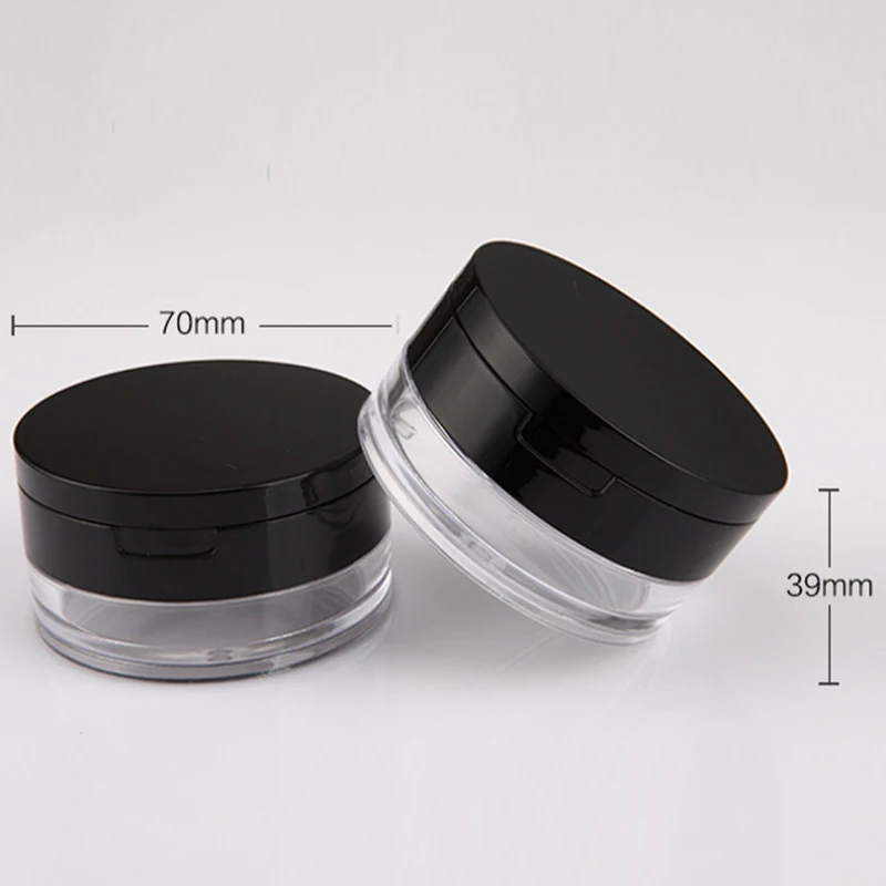 In Stock Pink Black Makeup Round Clear Empty Powder Packaging Container Case Box Plastic Loose Powder case Jar with Puff