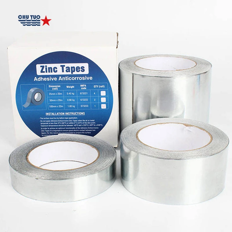 50 мм x20mtr высокотемпературная фольгированная лента клейкая Антикоррозийная цинковая без