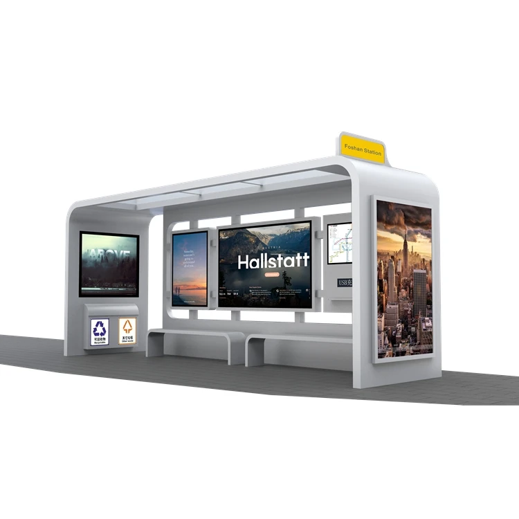 Customized Smart Bus Stop With LED Advertising Sign