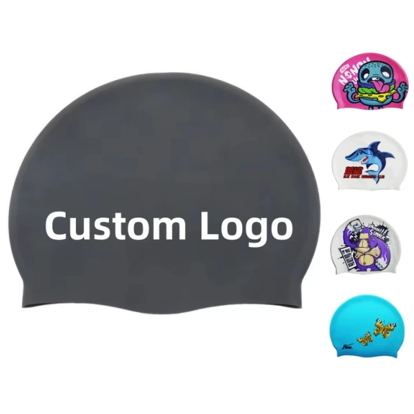 Unisex 55g Swim Caps For Kids and Adults Flat 100%Silicone Waterproof Swimming Hat Cap Logo