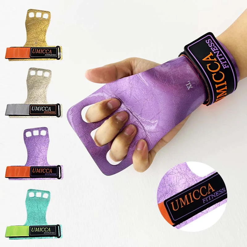 Umicca Gym Exercise Fitness Weight Lifting Calleras Grip Gymnastic Hand Grips Weightlifting 3 Hole Carbon Grips