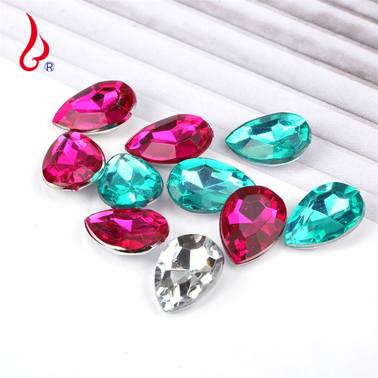 Lan Guang Hot Sale 8*13mm 2000pcs/bag Loose Pointed Back Acrylic Crystal Rhinestone Teardrop Crystal Beads For Jewelry Making