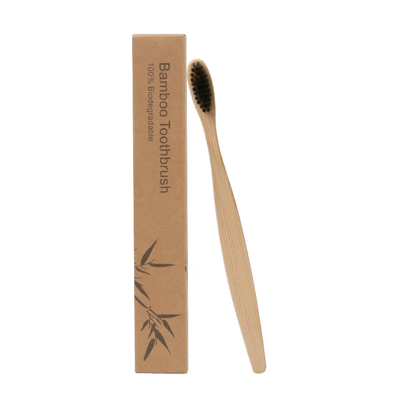 Travel homestay hotel disposable bamboo toothbrush, kraft paper box, bamboo charcoal soft bristle toothbrush set