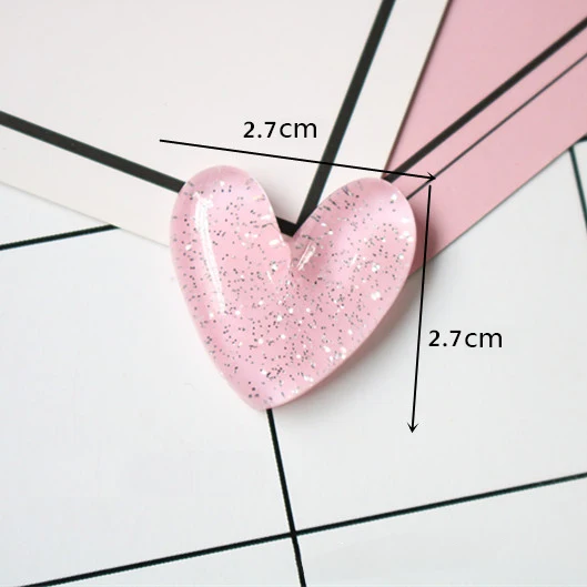 Mixed Resin Heart-Shaped Flatback Cabochon Kawaii Bead Fridge Magnet Scrapbook Diy Accessories Buttons Heart Crafts