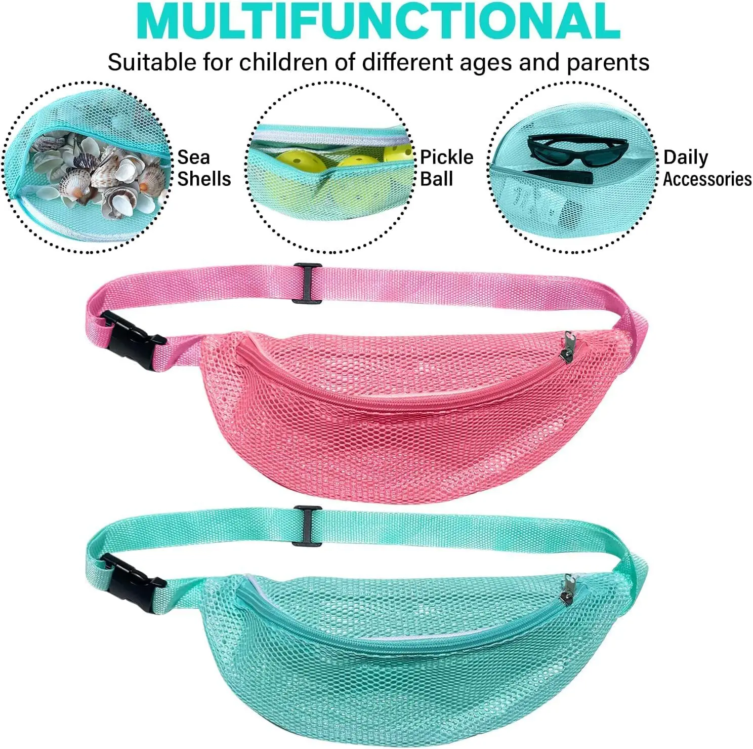 2023 Custom Mesh Waist Bag For Women Men See Through Waist Belt Bag With Adjustable Belts