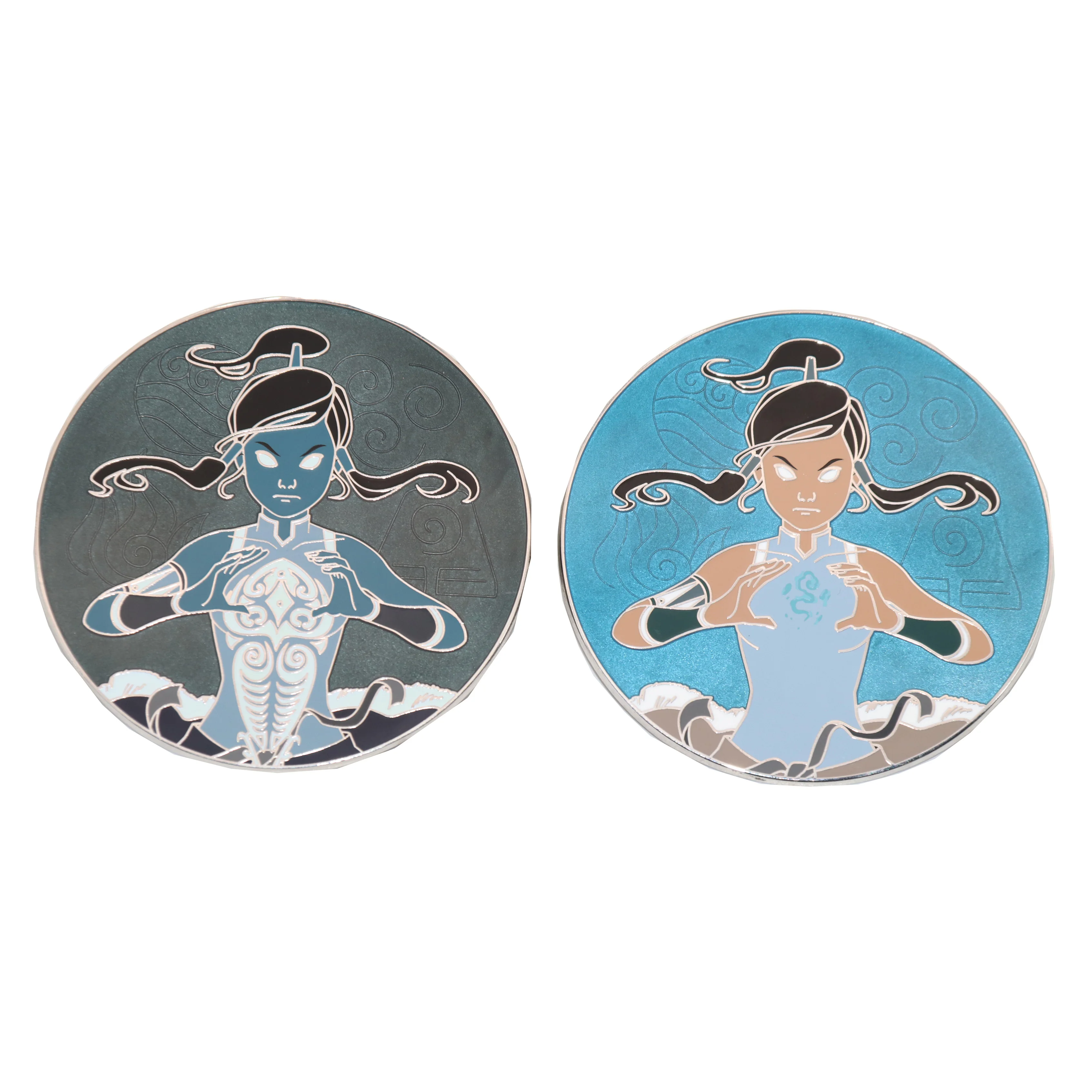Badge Metal Pin with sandblast and screen printing