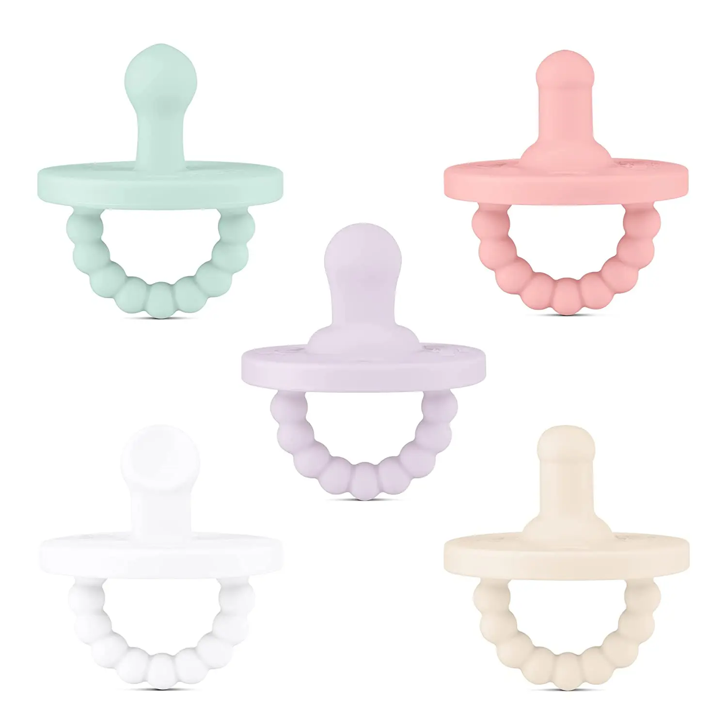 Wholesale Bpa free Food grade Silicone silky soft Comfortably Newborn Child Pacifiers with Collapsible Handle