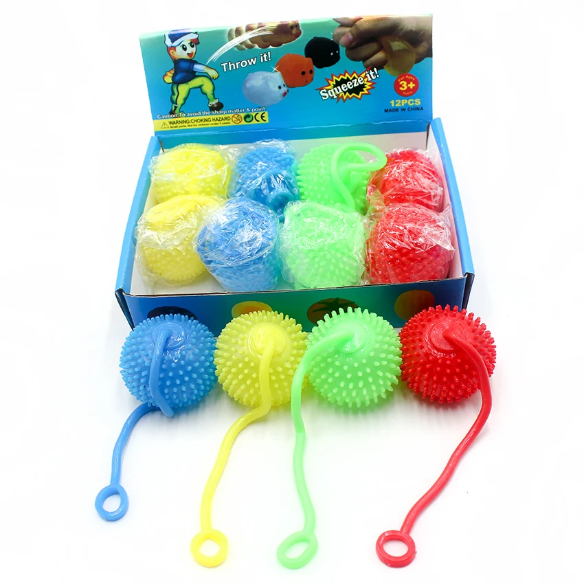 TPR soft spiky water stress ball squeeze puffer ball with yoyo