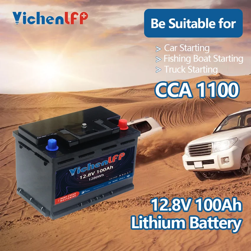 Waterproof 12V 100ah Cranking Amps LiFePO4 Lithium Ion Battery CCA1100 with Bluetooth