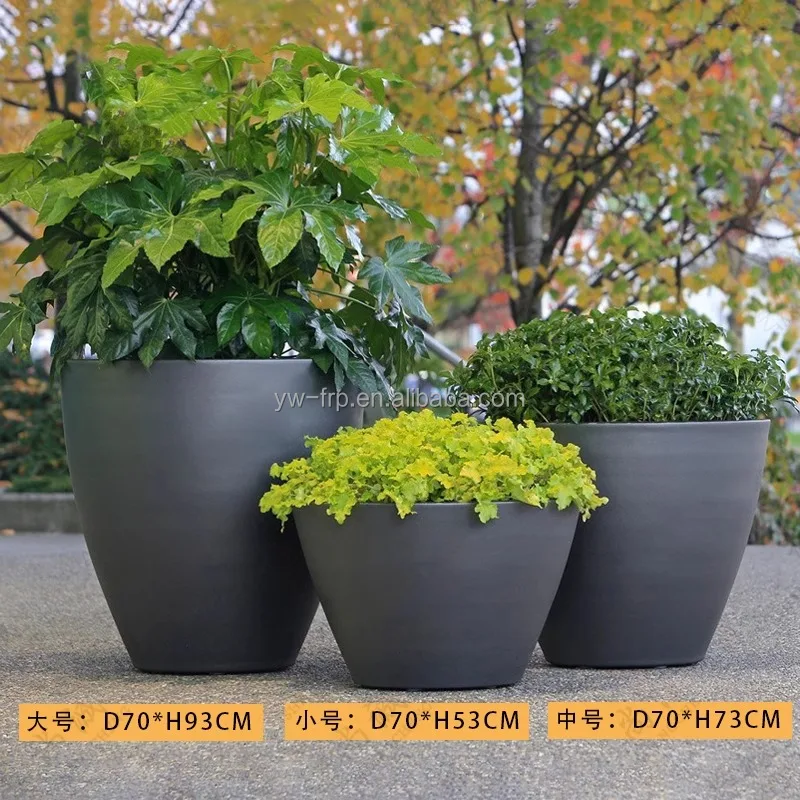 Half-Bowl Shape Fiberglass Round Pot Planter Flower Pots Decor Vase For Floor  Hotel Shopping mall