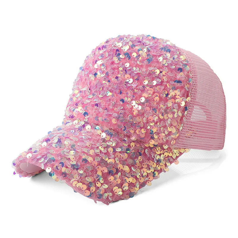 Custom high crown a frame fashion women bling bling sequin hats blank plain girls caps bling