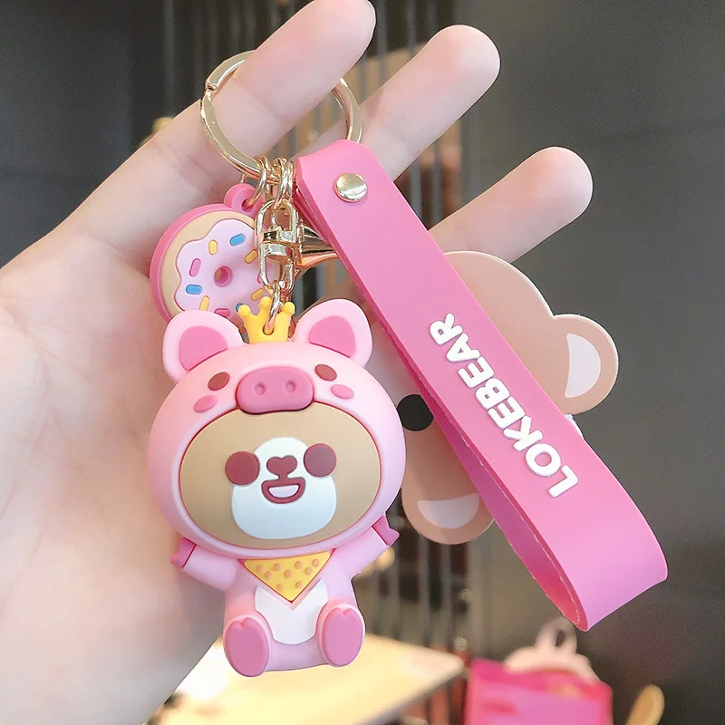 
Cute Anime Rubber 3d Cartoon Bear Keychain Ladies Decoration 