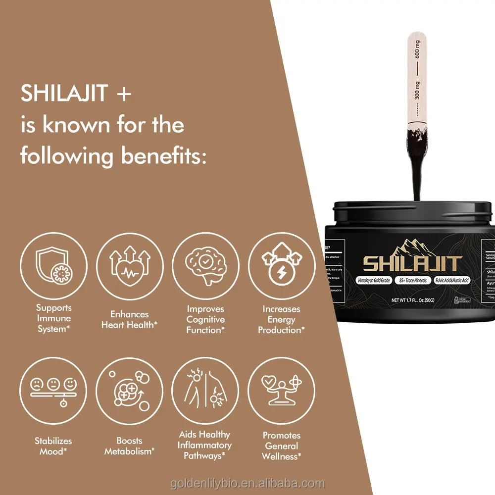 Pure Organic Shilajit Resin Energy & Immune Support Customizable Ultra-strength Shilajit with Fulvic Acid And 85+