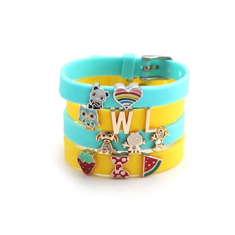 
New arrival 8mm adjustable DIY charm keepering silicone wristbands for kids 