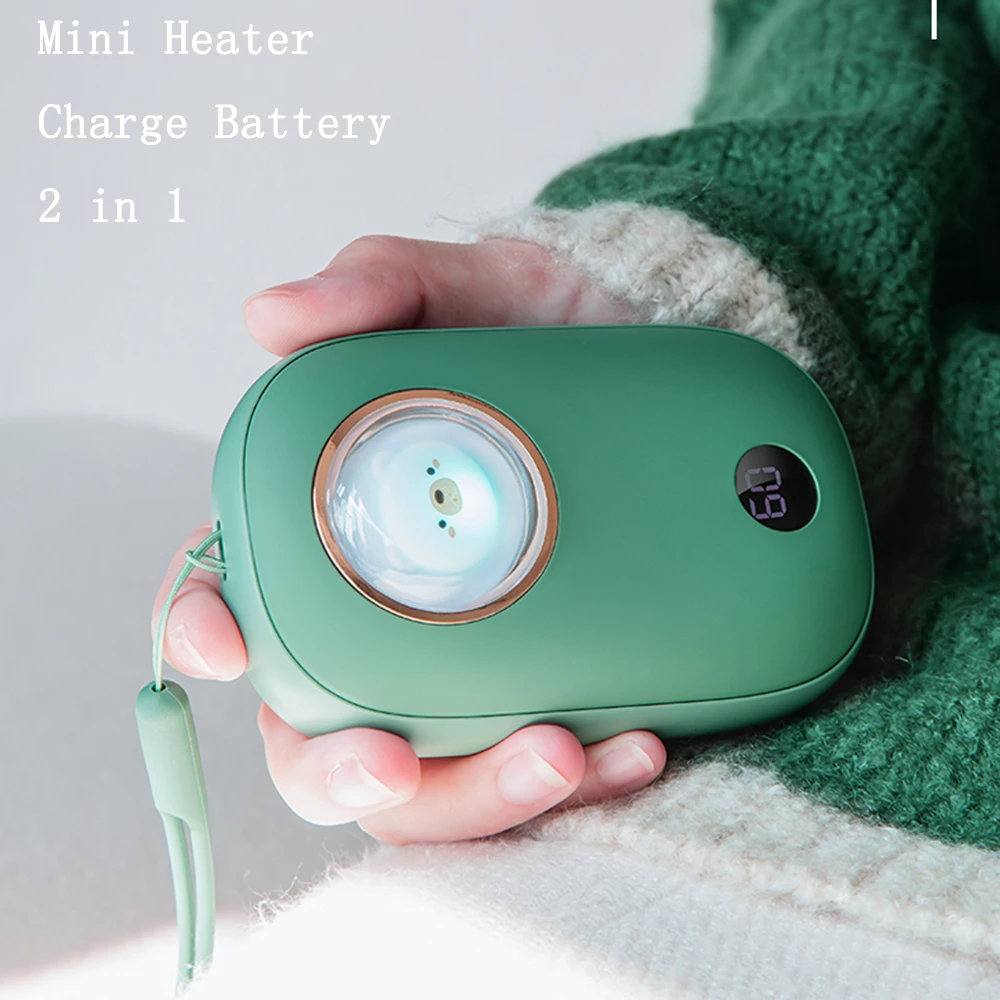 New Type Usb Rechargeable Mobile Phone Charger Multifunction portable Battery Mini Heater 2 in 1 For Winter