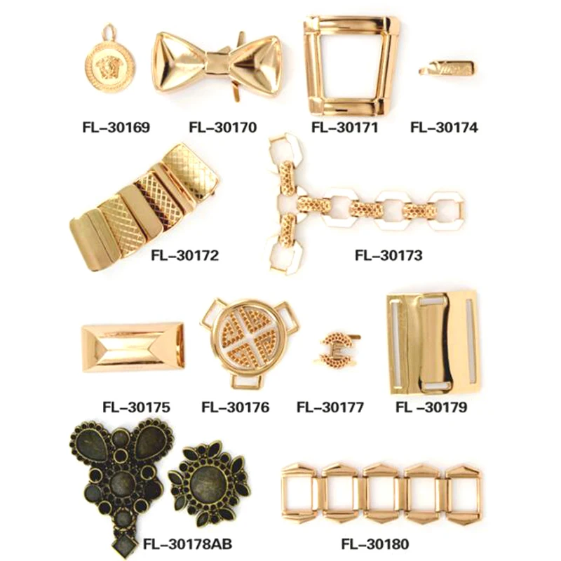 HJ Custom shoe buckle metal hardware shoes accessories/metal accessories for shoes/decorative man shoe buckle chain