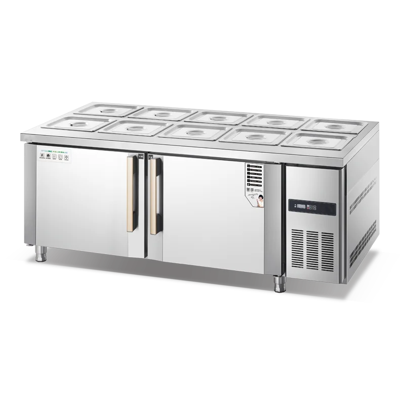 Chef Commercial Countertop Refrigerated Buffet Catering Food Display Sandwiches Pizza Prepare Working Bench Work Table Salad Bar