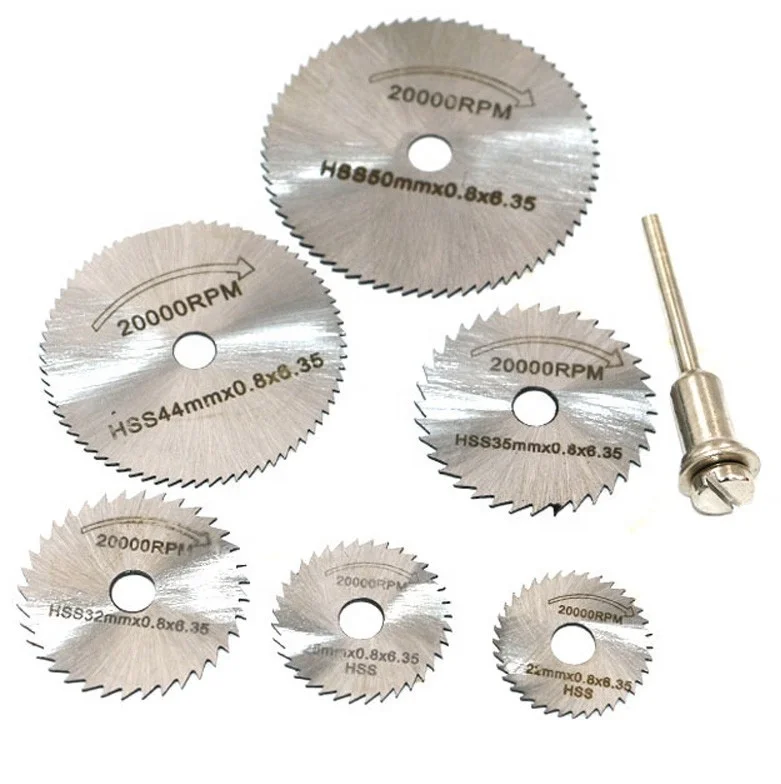 Abrasive Disc With connecting Rod in stock high-speed steel 6 PCS for Rotary tool Diamond Blade cutting disc saw blade