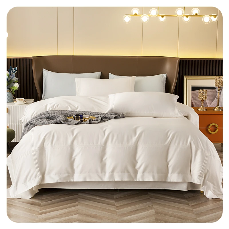 1000TC Egyptian Cotton Luxury Hotel Bedding Set High Quality Custom Four-Piece for Oversized Beds Includes Quilt Cover Sheet