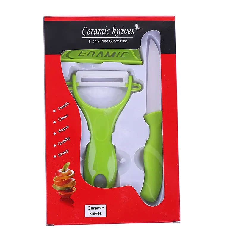 Cheap Hot Sale Zirconium oxide household contact safe 2pcs ceramic fruit knife and peeler set