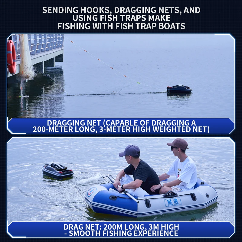 Factory HJ817 Dual-Motor 2.4G Remote Control Nesting Boat 7 Lb Heavy Load Night Lights RC Fishing Bait Boat