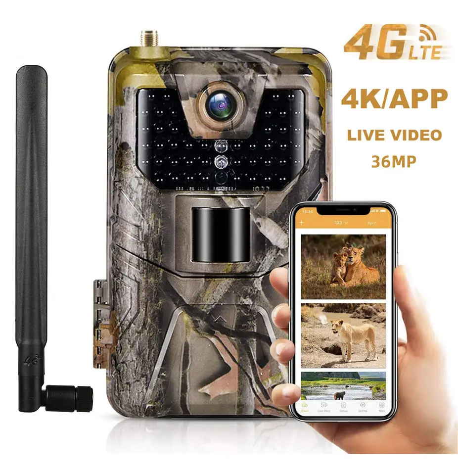 HC-900PRO 4K 30MP Hunting Camera with APP Cloud 4G Live Video 256GB Wireless IP65 Waterproof Wildlife Trail Camera