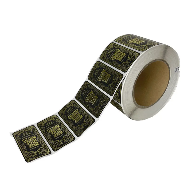 Gold Foil Stamping Stickers Custom Logo Sticker Label Roll Embossing Stickers Printing