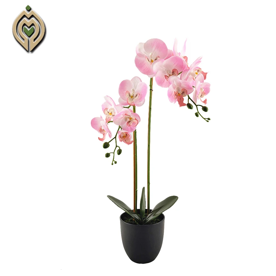 Artificial simulation colorful Orchid Flower plants with pot decorative Butterfly Phalaenopsi Orchid greenery