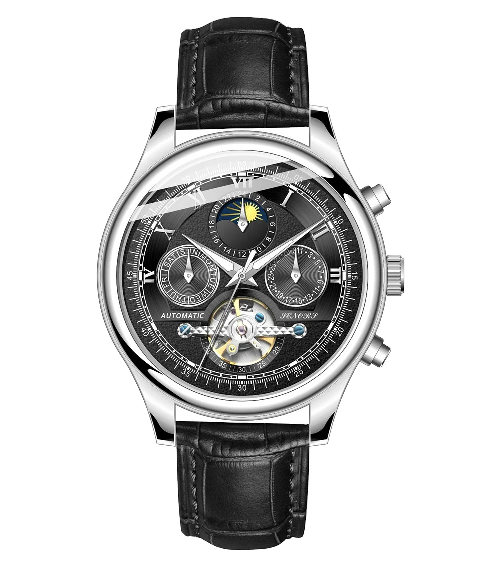 Деловые часы, водонепроницаемые автоматические классические мужские наручные часы из нержавеющей стали