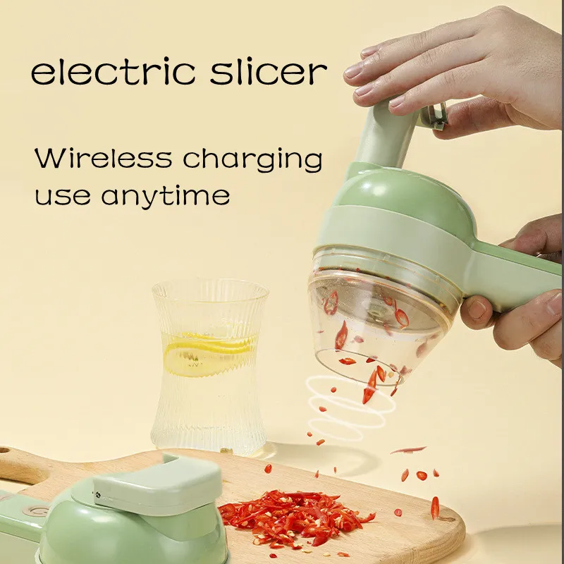 4 In 1 Handheld Electric Vegetable Cutter Multifunctional Hand Held Food Processor Portable Wireless Vegetable Chopper Slicer