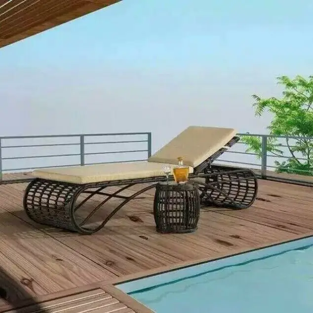 Comfortable patio wicker chaise lounge JX-7467