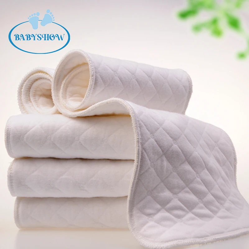 Babyshow 45*16cm Pure Cotton Diaper Inserts Three-layer Ecological Cotton Nappy Pads Washable Reusable Napkin Inserts