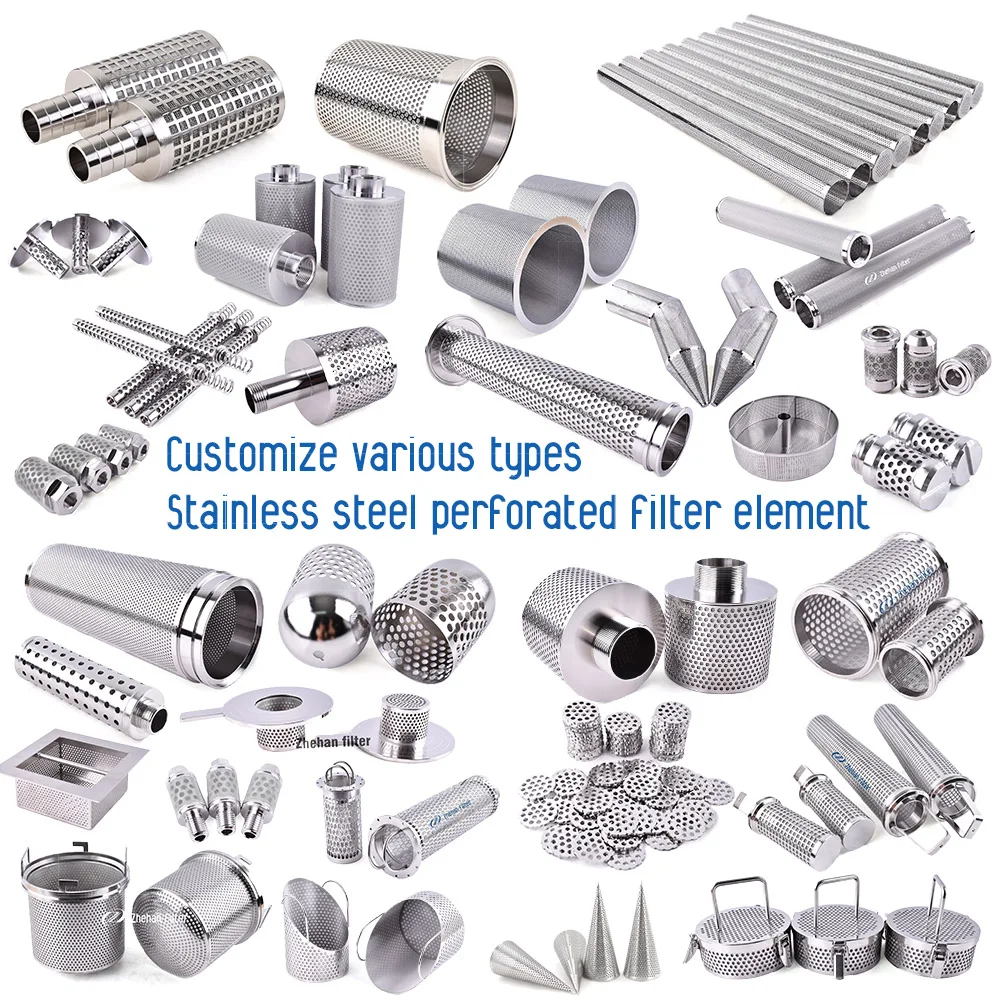 Bag Filter Punching Mesh Cylinder Rectangular Perforated Mesh Buckets Perforated Stainless Steel Baskets