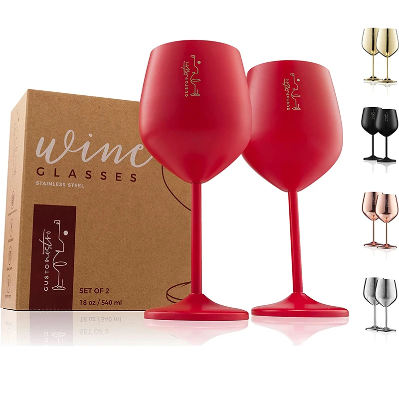 Stainless Steel Goblet Wine Glasses 18oz Coffee Tumbler Mug Champagne Flutes Martini Cocktail Water Bottle Beverage Cups