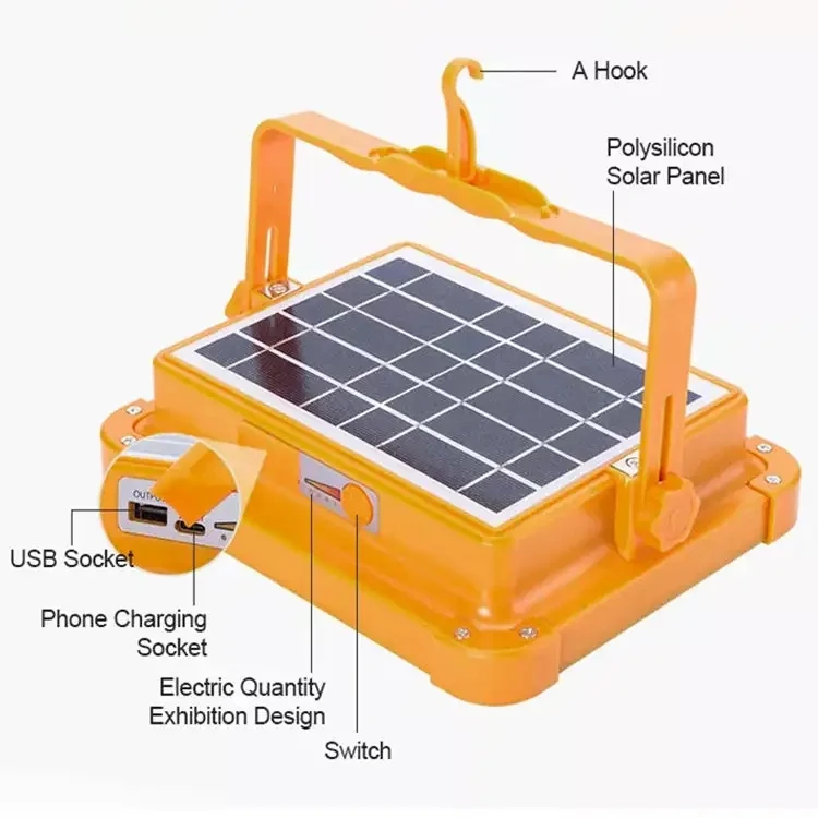 500W Portable Rechargeable USB Solar Power LED Emergency lamp Solar reflector Flood Light