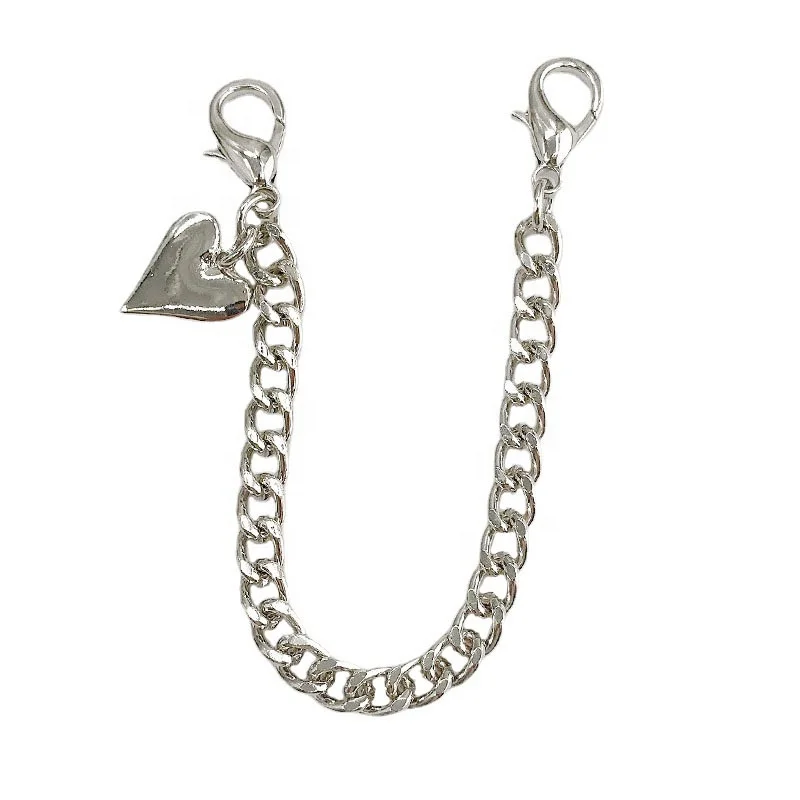 High Quality silver Metal heart shape costom cell Phone  adjustable botton chain