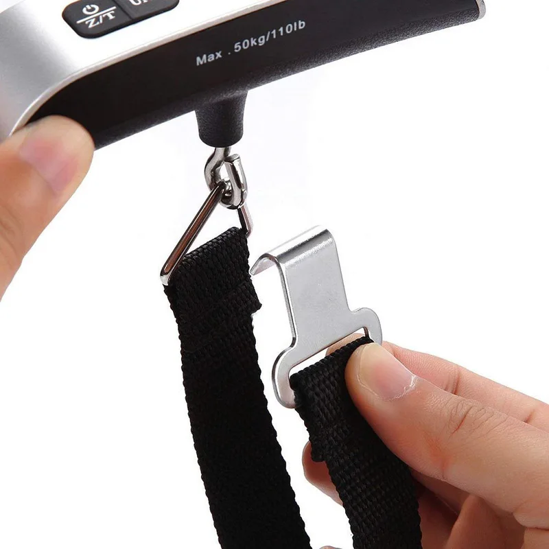 Hengte Hand Stainless Steel LCD Display Hanging Suitcase Weighing Portable Travel  50kg Weight Electronic Digital Luggage Scale